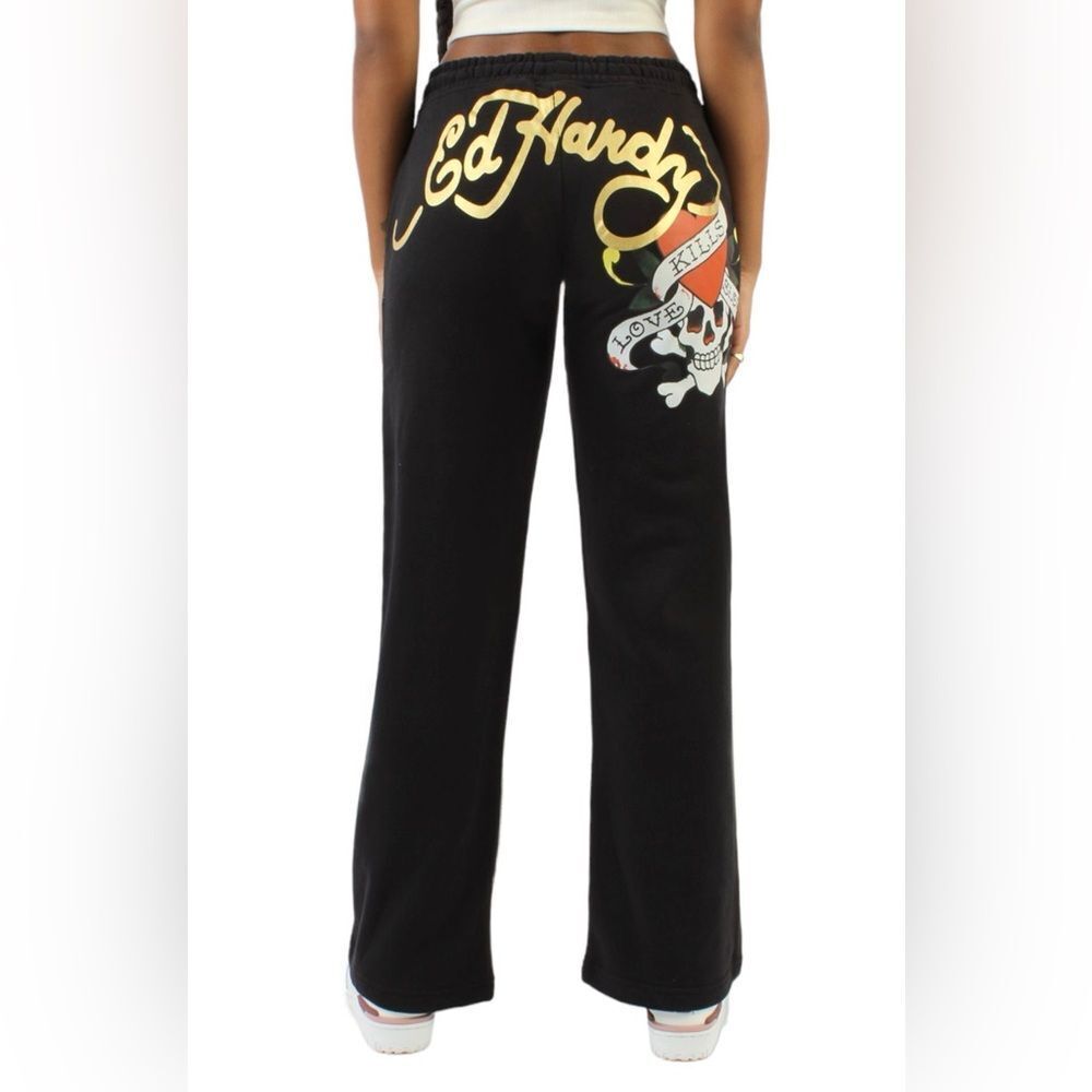 Ed Hardy Love Kills Joggers Black Size 1X NWT